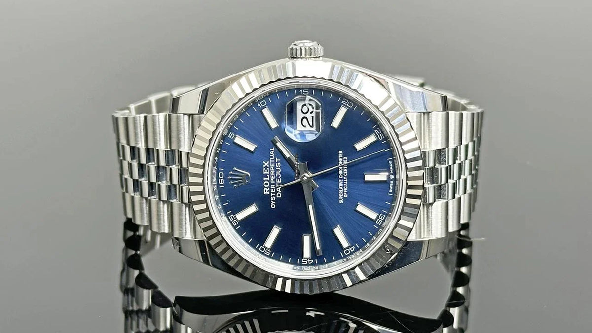 Role_x Date Just Silver/Blue Watch