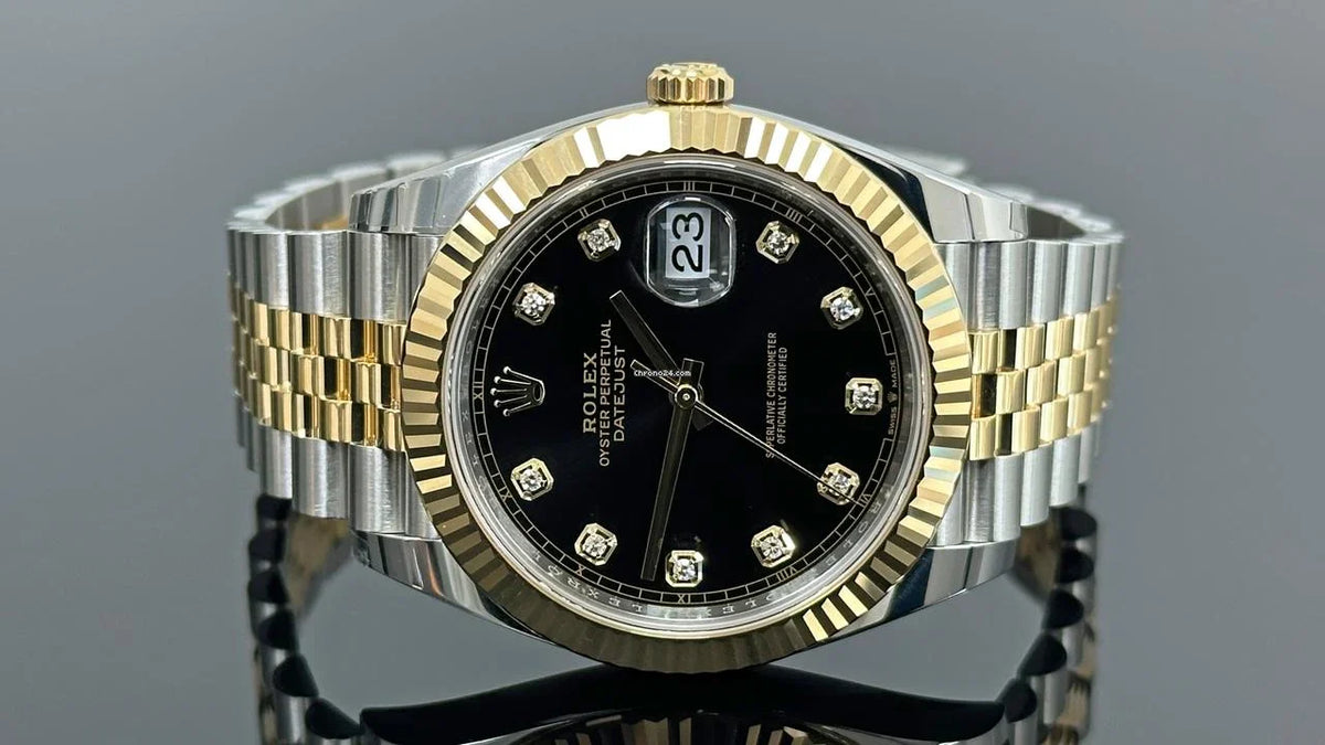 Date Just 2 Tone-Black Diamond Watch