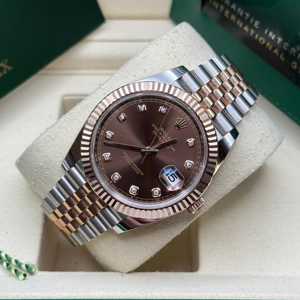 Role_x Date Just 2 Tone-Brown Diamond Watch