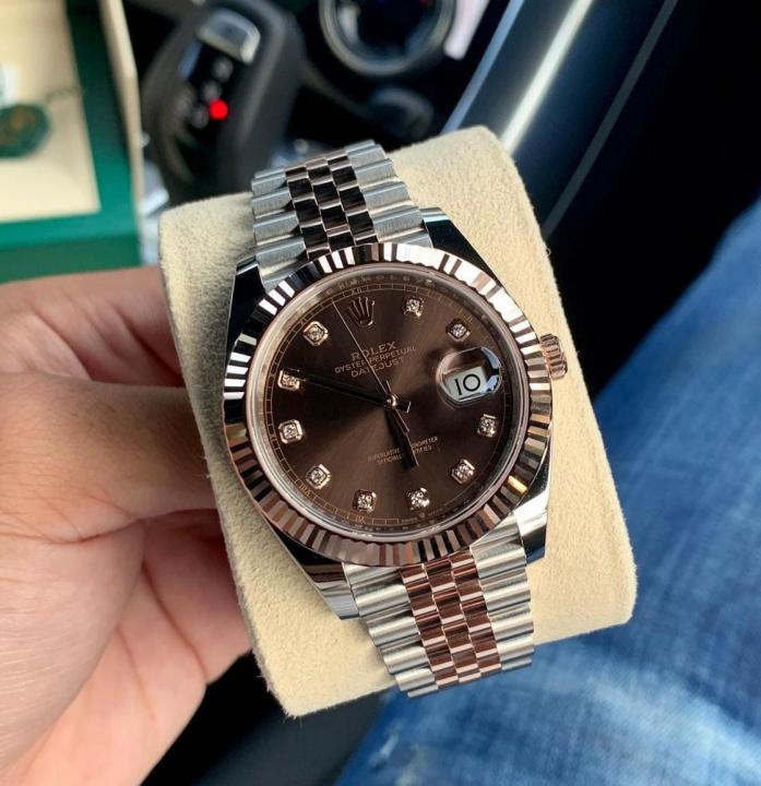 Role_x Date Just 2 Tone-Brown Diamond Watch