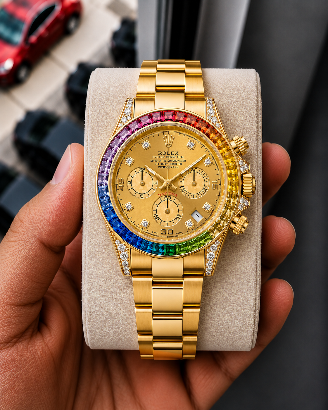 Role_x Daytona Rainbow Gold/Gold Watch