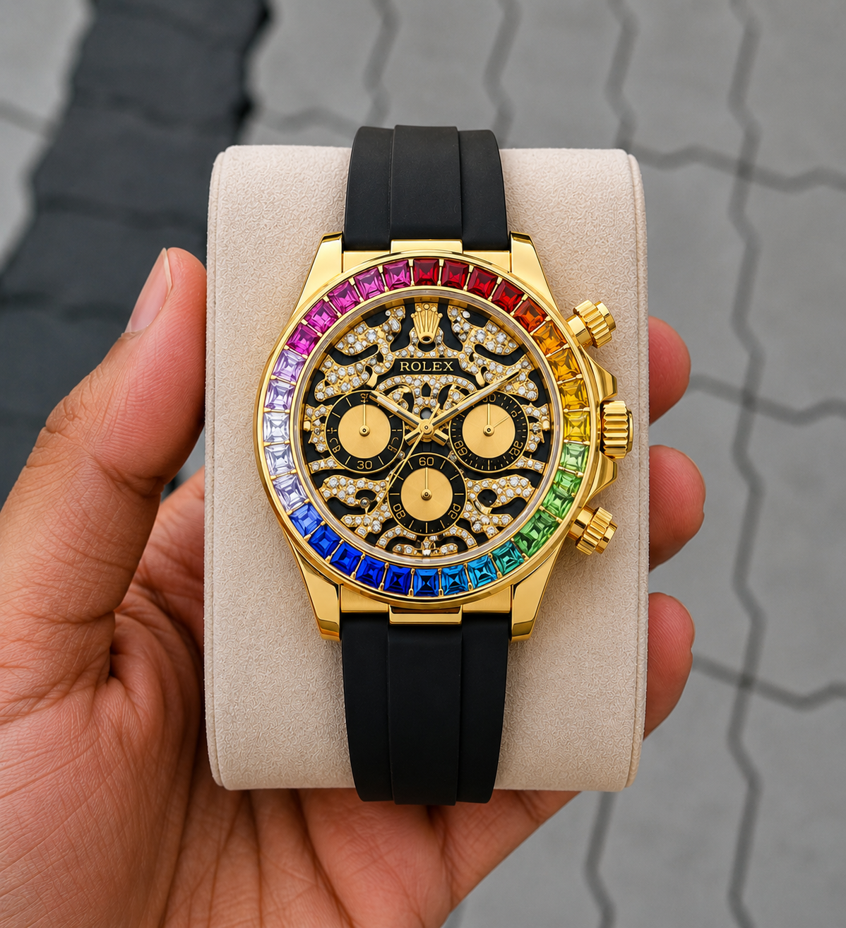 Role_x Tiger Rainbow Gold Belt Watch