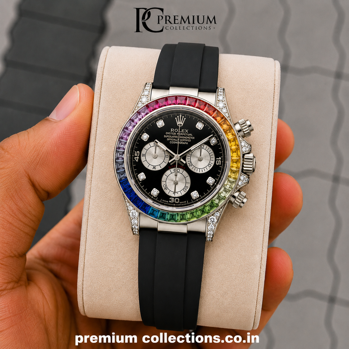 Role_x Tiger Rainbow Silver/Black Belt Watch