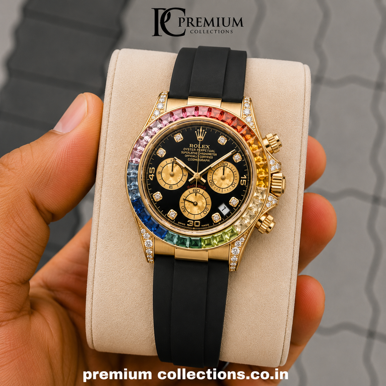 Role_x Tiger Rainbow Gold/Black Belt Watch