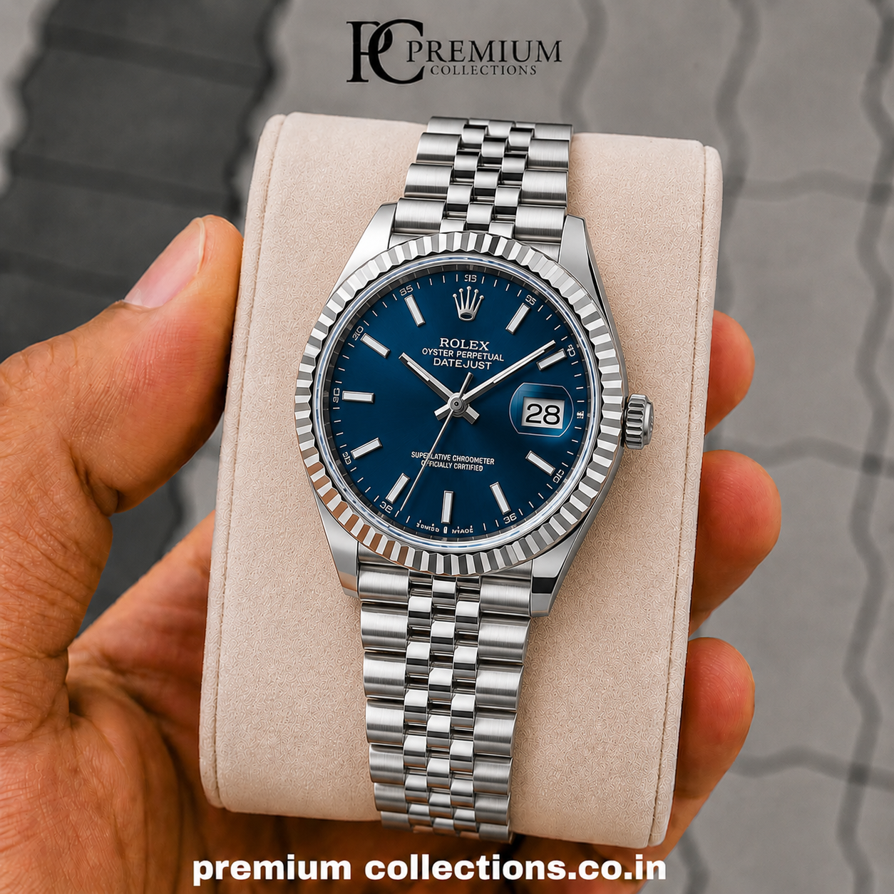 Role_x Date Just Silver/Blue Watch