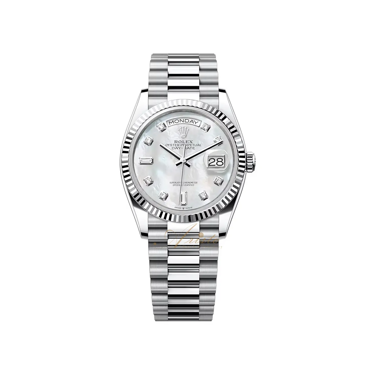 Role_x Day Date Silver/White S-Diamond Watch