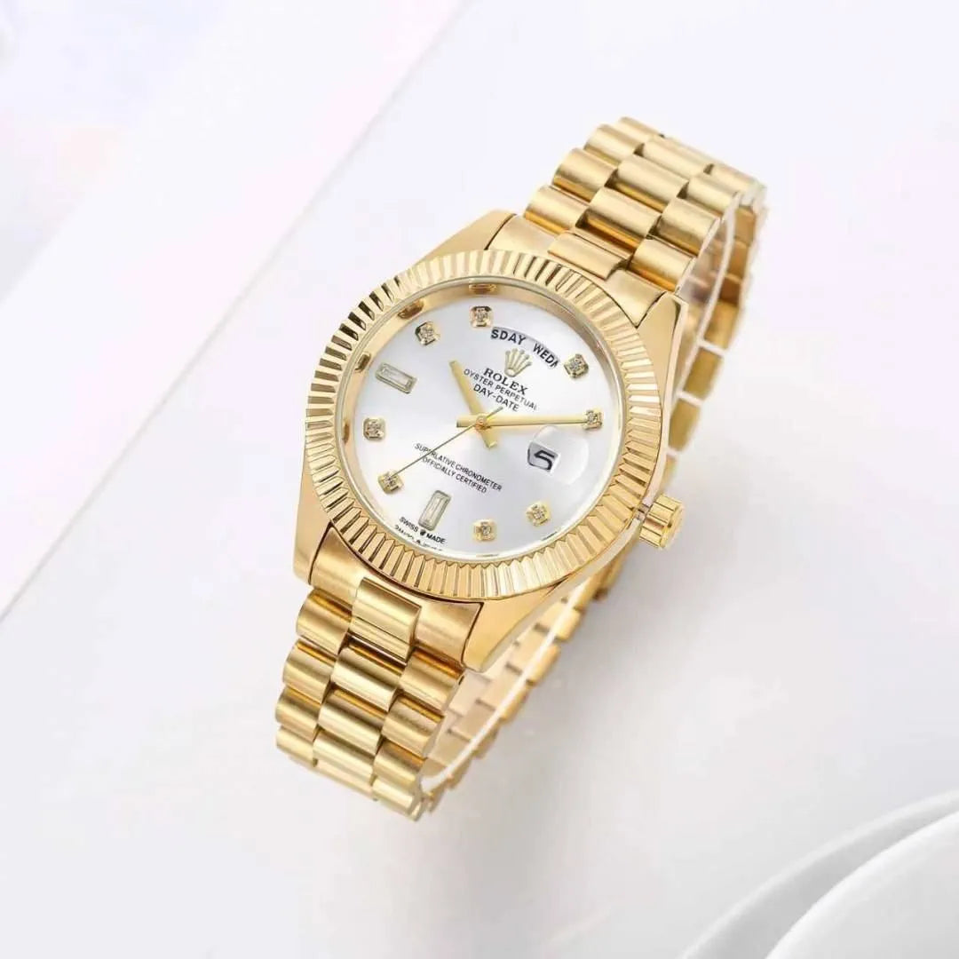 Role_x Day Date Gold/White S-Diamond Watch