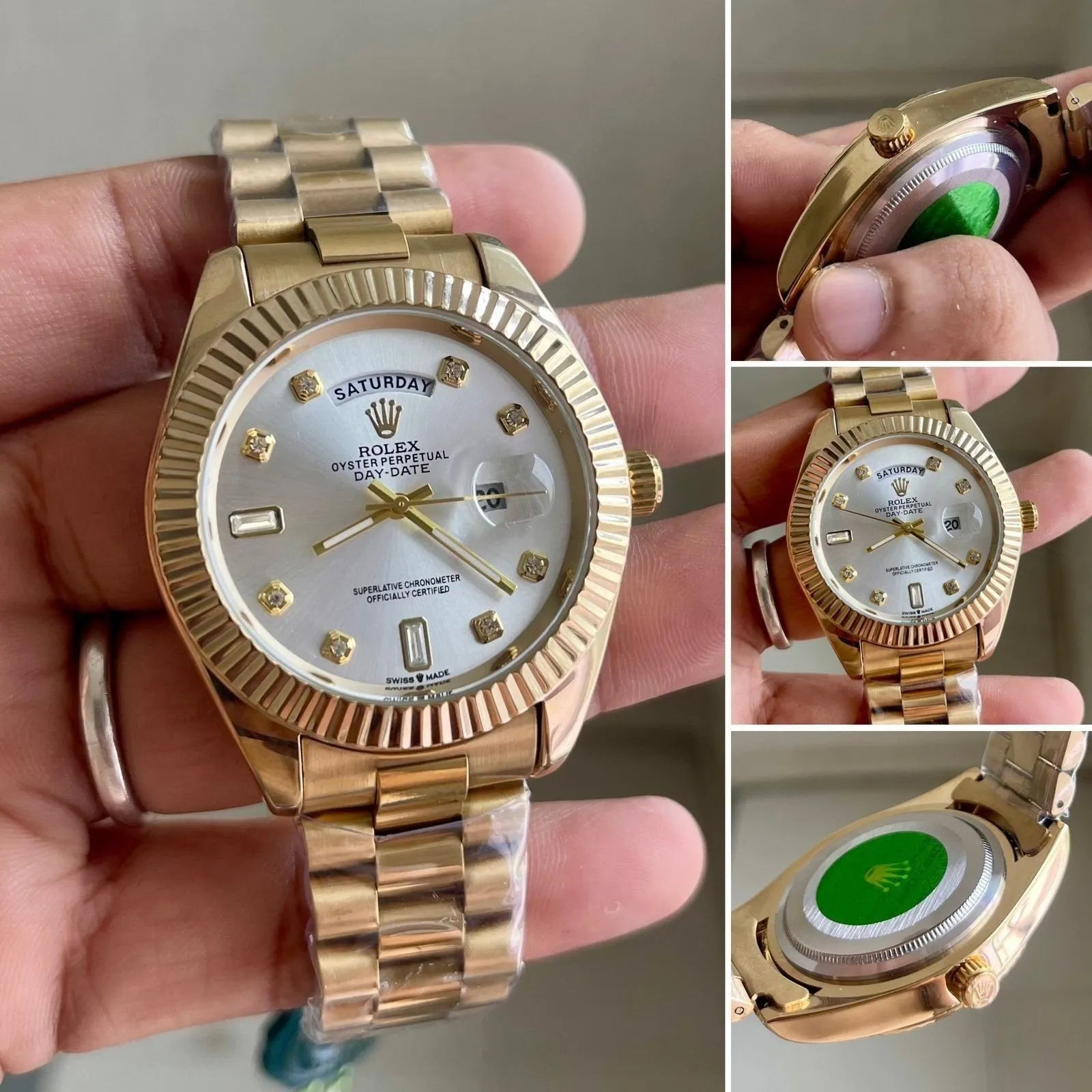 Role_x Day Date Gold/White S-Diamond Watch