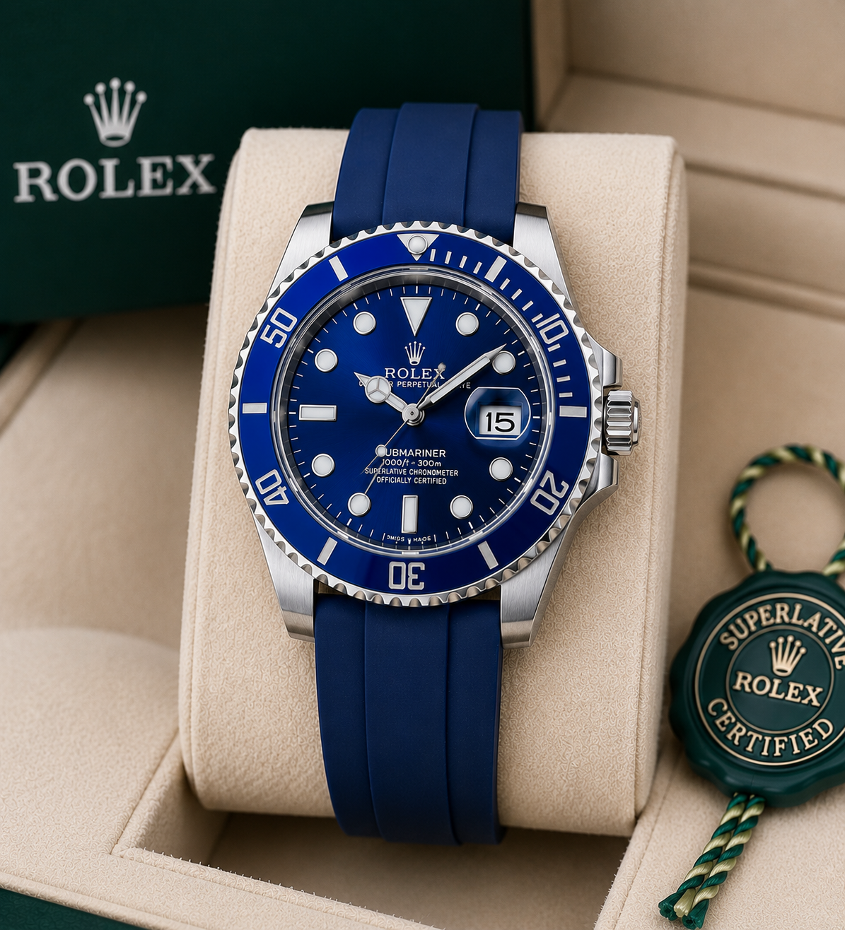 Role_x Submarine Blue 2Tone Belt Watch