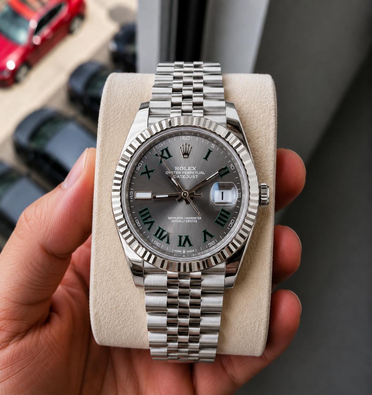 Role_x Date Just Silver Roman Watch