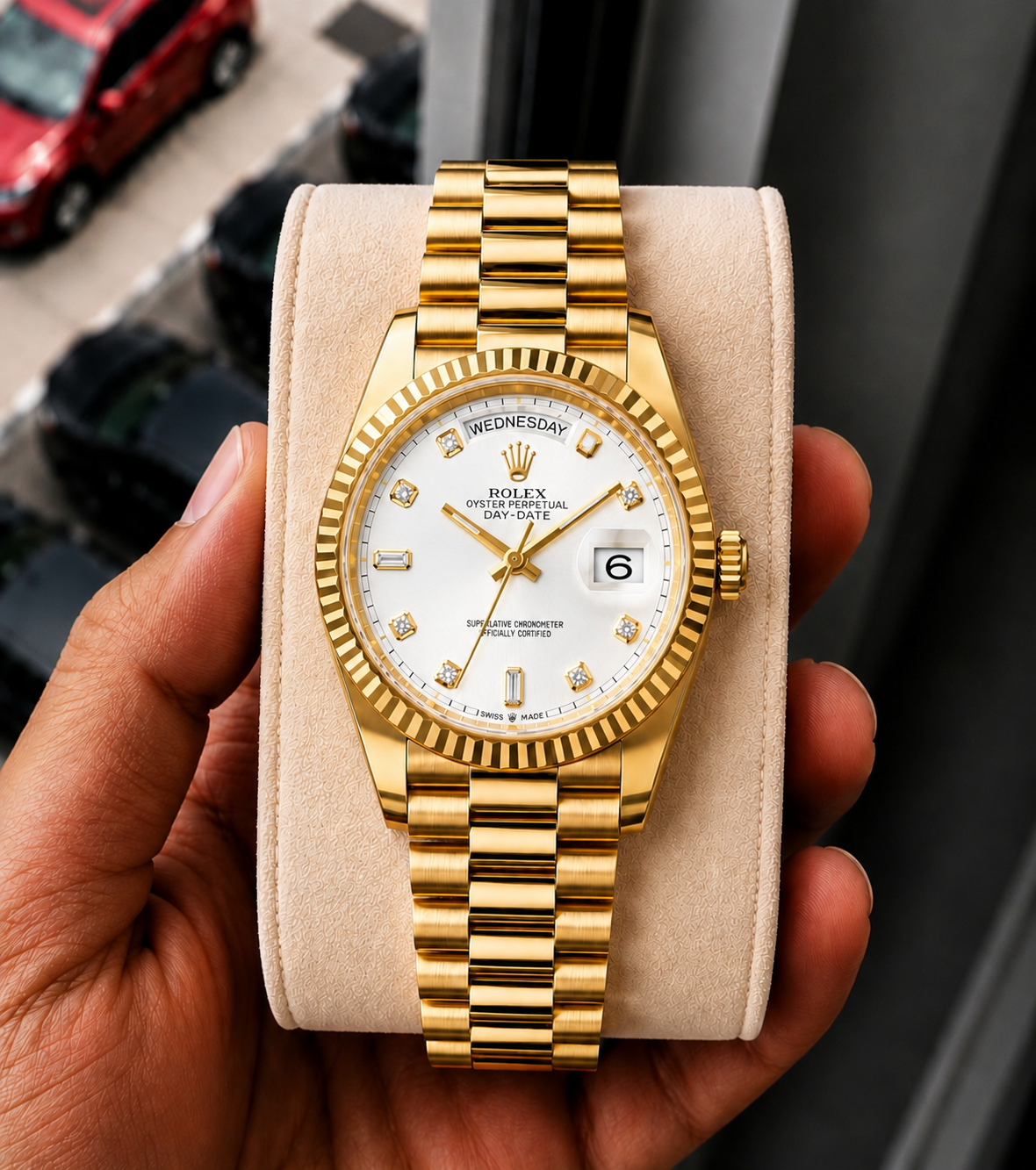 Role_x Day Date Gold/White S-Diamond Watch
