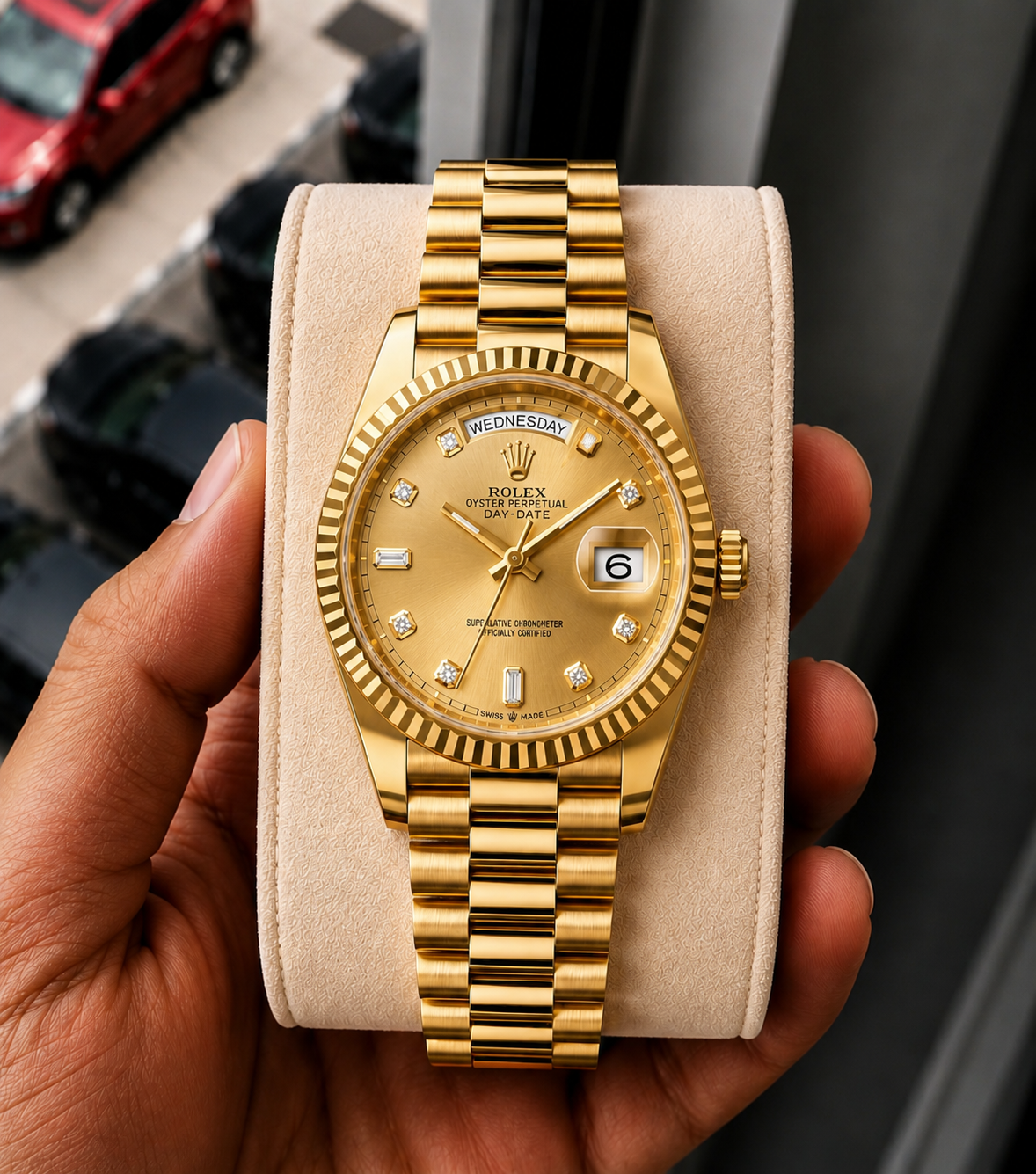 Role_x Day Date Gold/Gold S-Diamond Watch