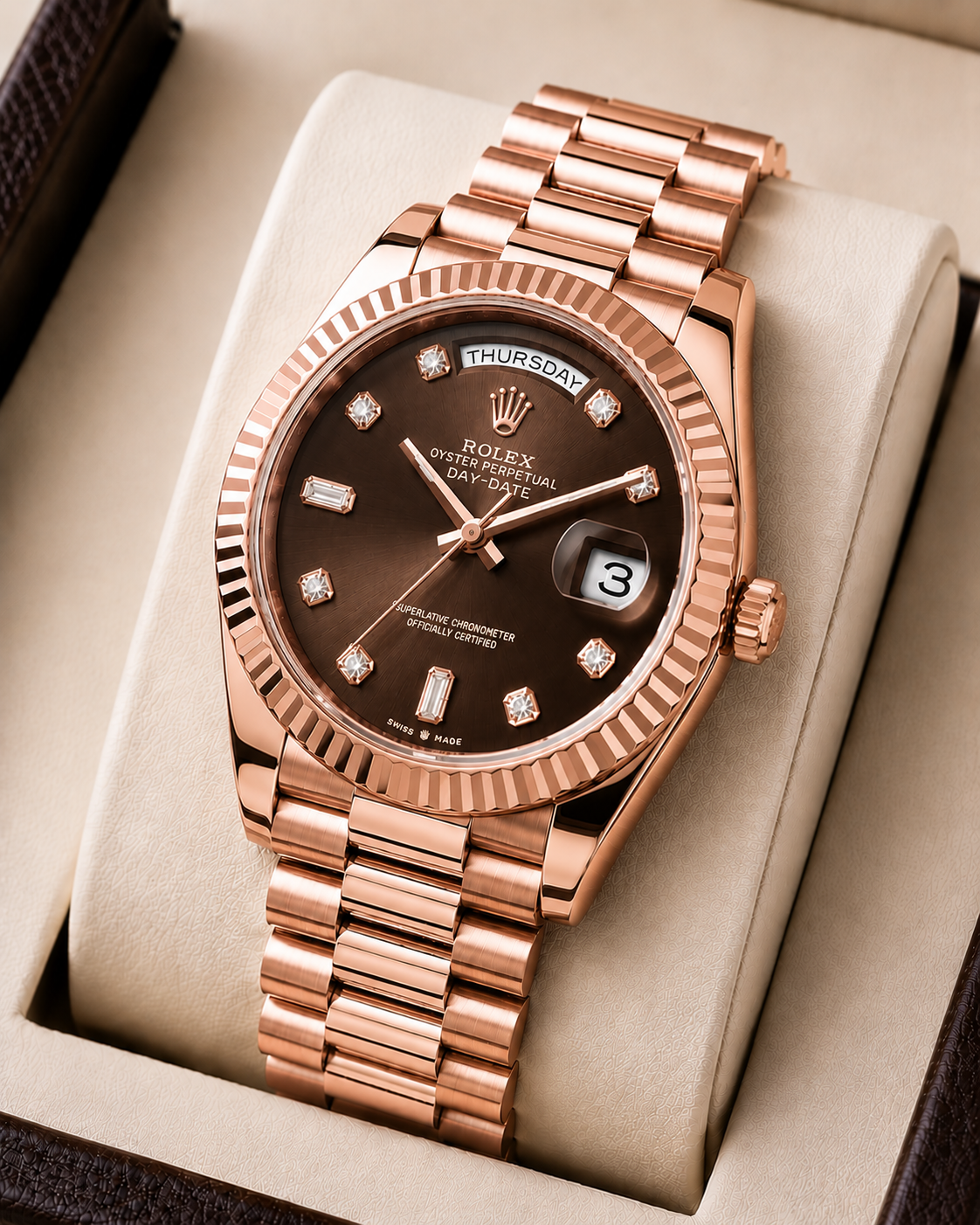 Role_x Day Date Rose Gold S-Diamond Watch