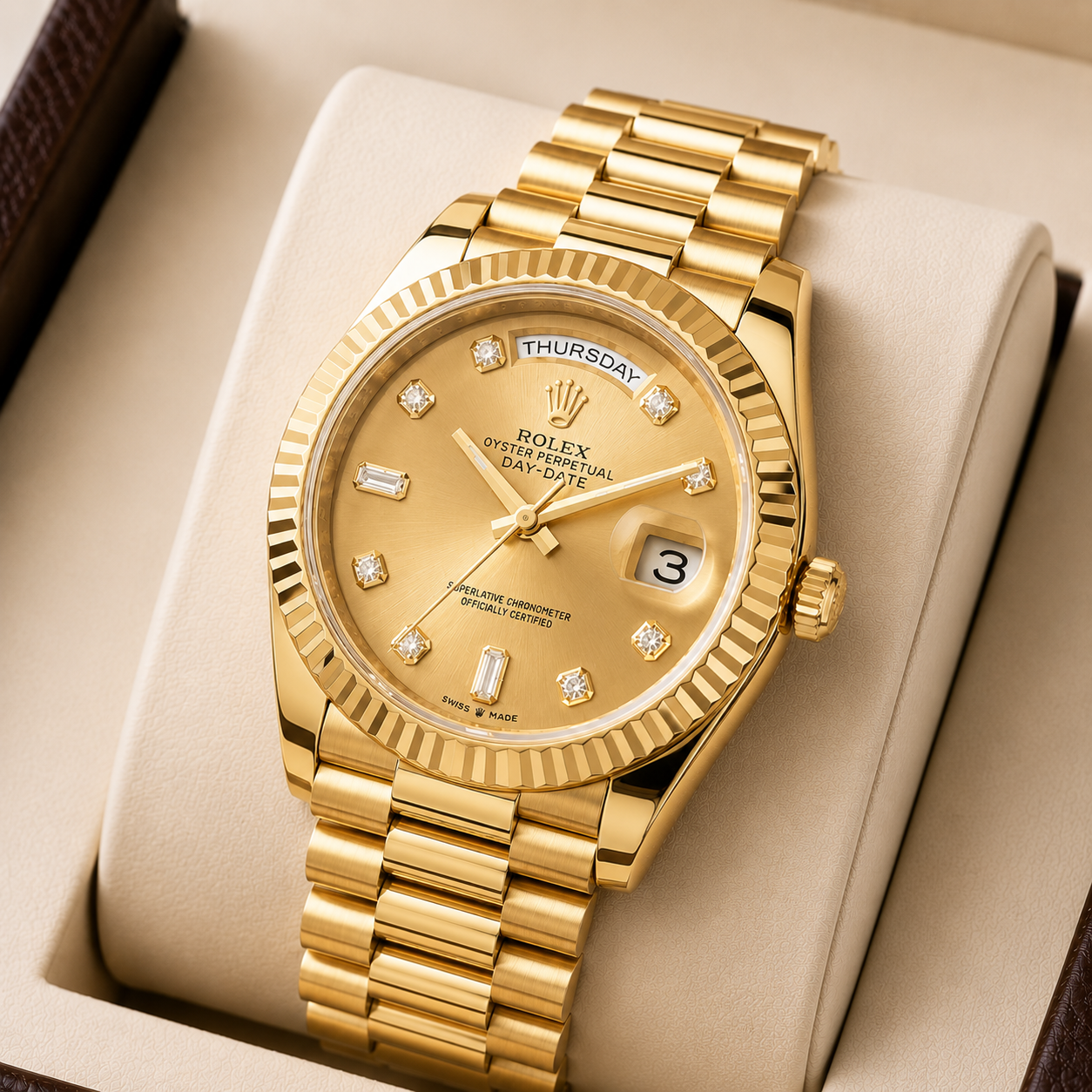 Role_x Day Date Gold/Gold S-Diamond Watch