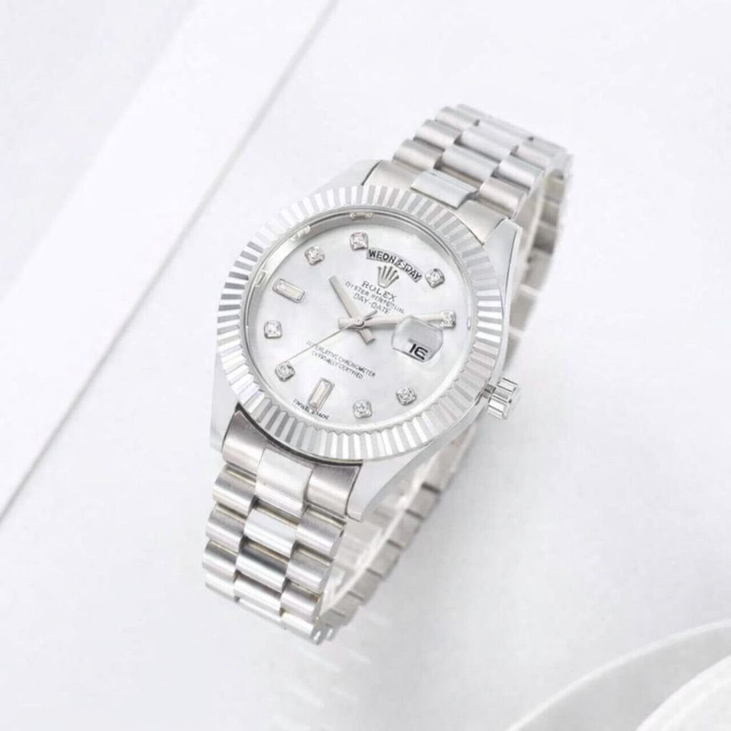 Role_x Day Date Silver/White S-Diamond Watch