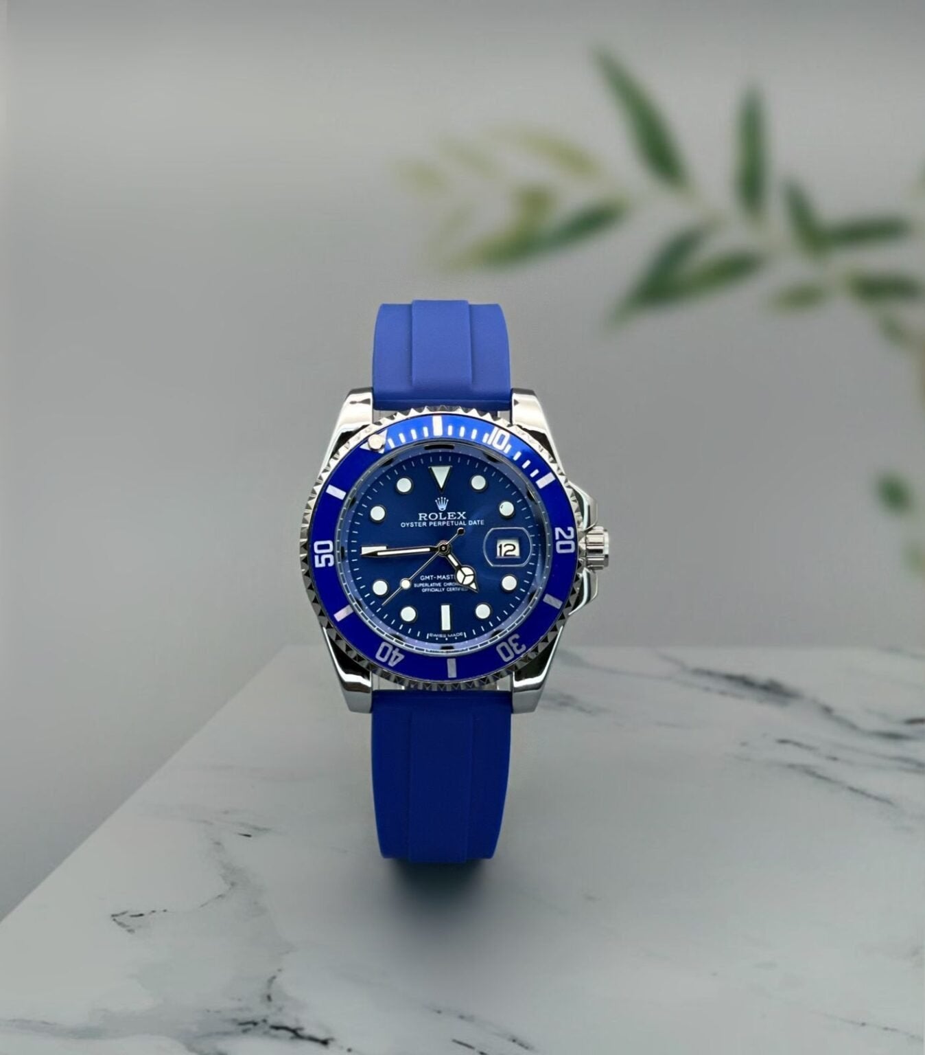 Role_x Submarine Blue 2Tone Belt Watch